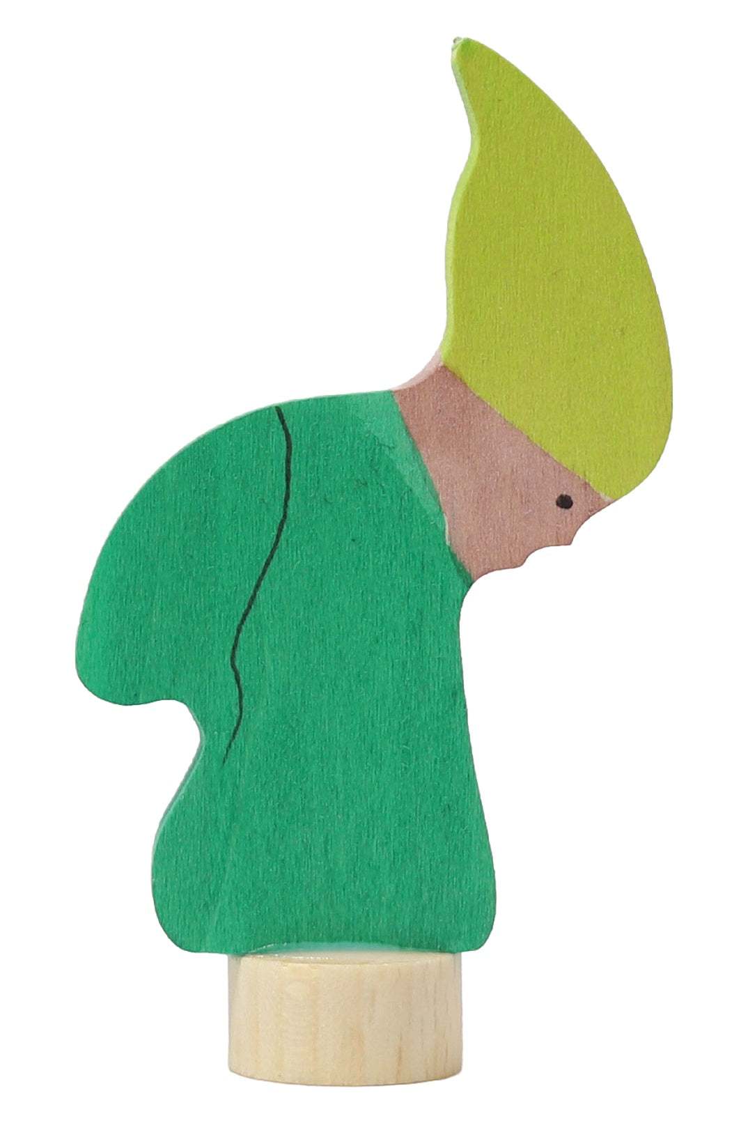 Handbemalte Steckfigur Frühlingszwerg aus Lindenholz als dekorative Frühlingsdeko für Geburtstagstisch und Jahreszeitenthemen