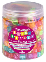 Transparente Buchstabenperlen Set mit 200 Perlen, bunten Acrylperlen und Regenbogenband für kreative Armbänder