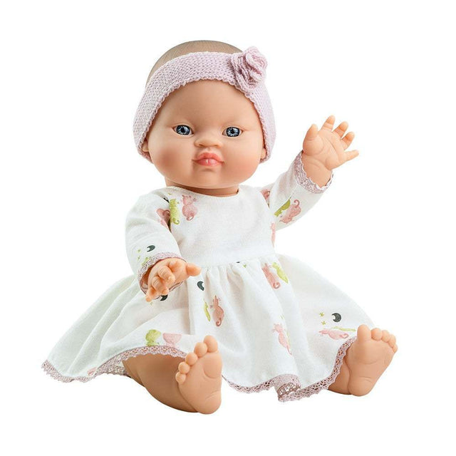 Johana Paola Reina Puppe 34cm mit süßem Gesicht, Vanilleduft und Spitzenkleid
