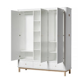 Wood Kleiderschrank 3-türig weiß/ Eiche