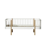 Wood Junior Bettsofa 90x160 weiß Eiche nordisches Design Kinderbett mit Rückenlehne und erweiterbarer Länge