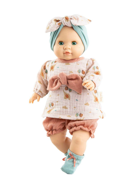 Puppenbekleidung Manus Anatassia 4-teiliges Set für 34cm Puppen mit Bluse, Hose, Mütze und Socken, made in Spanien