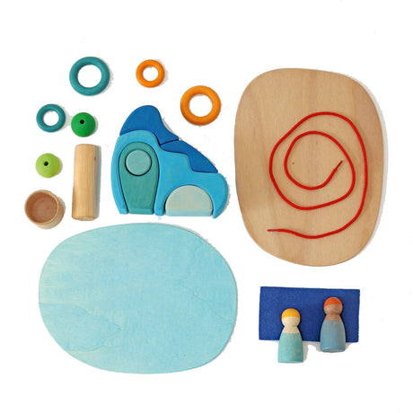 Spielwelt Meeresrauschen Starter-Set mit Balancierringen und Zubehör von Grimms für kreatives freies Spielen