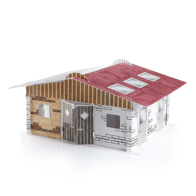 Reiterhof Bastelset aus stabiler Wellpappe mit 3D-Puzzle-Elementen zum Bemalen und Basteln für Kinder ab 3 Jahren