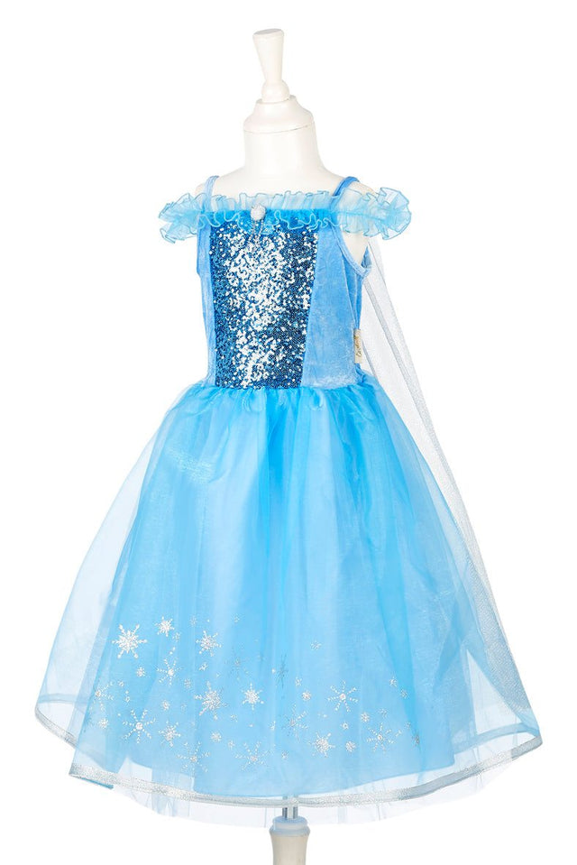 Kleid Eisprinzessin für Mädchen 3-4 Jahre mit Glitzer, Tüll und Rüschen in Größe 98/104