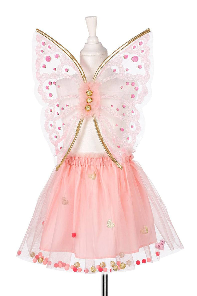 Set Lusianne Rock und Flügel für Kinder 3-6 Jahre aus Tüll und Satin mit Glitzerperlen