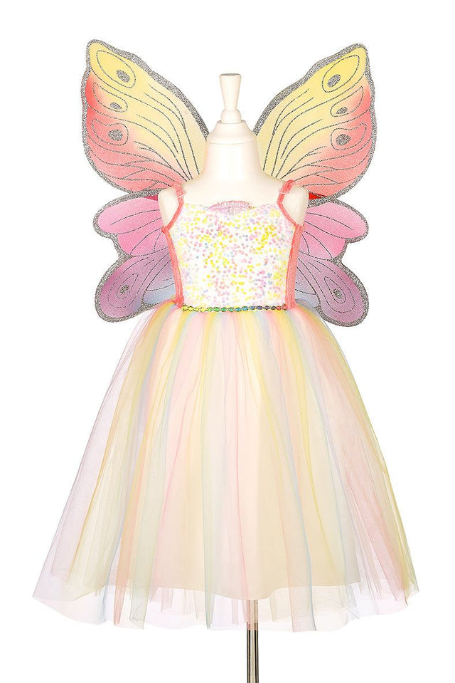 Kleid & Flügel Valerie Feeenkostüm für 3-4 Jahre mit funkelnden Pailletten und märchenhaften Farben
