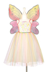 Mädchenkleid & Flügel Valerie Feenkostüm für 5-7 Jahre mit Glitzer und Pailletten