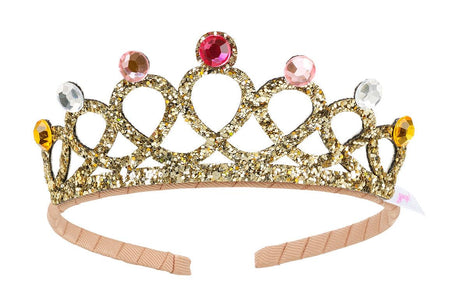Krone Emy Gold mit rosa und goldenen Perlen für kleine Prinzessinnen