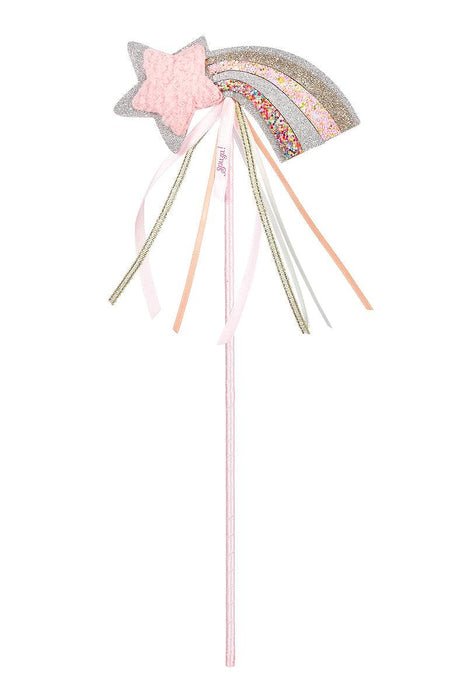 Zauberstab Regenbogen mit Glitterfäden und buntem Design, 35 cm lang, Modell 106482 von Souza für Feen und Hexen