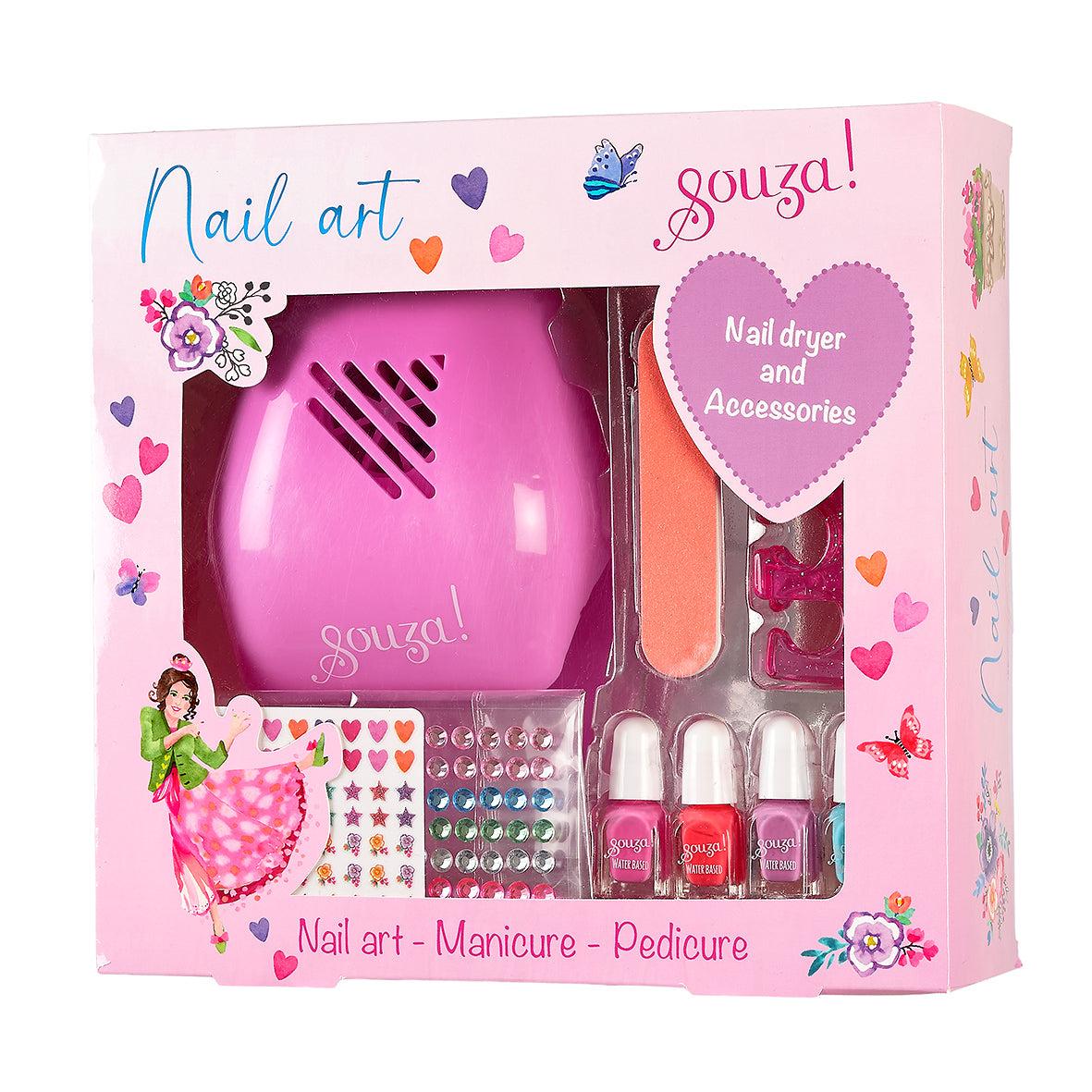 Souza veganes Beauty Set mit Nagellacktrockner und buntem veganem Nagellack für Kinder