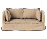 Puppenhaus-Couch aus zertifiziertem Holz und Leinenstoff, passend für Maileg Puppen Größe 1 und 2