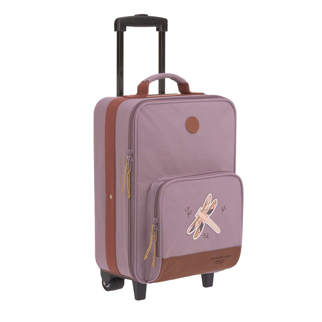 Kinderkoffer Libelle mit großem Hauptfach und verstellbarem Griff, wasserabweisend und mit Textilstickern.