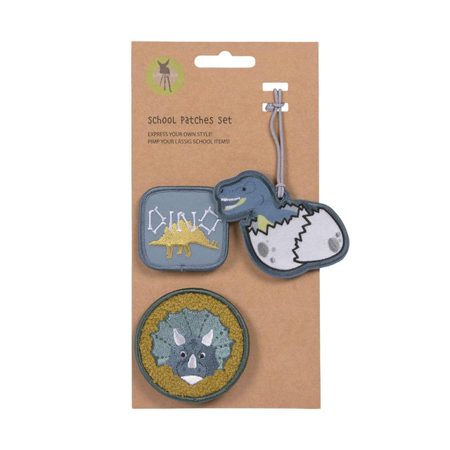 Schulranzen-Patches Set Jurassic mit Anhänger und zwei Patches für individuellen Stil