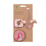 Schulranzen-Patches Set mit Pferde-Motiv in Pink zum individuellen Gestalten von Schulranzen und Mäppchen.