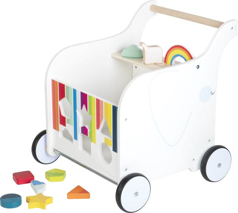 Lauflernwagen Spielzeugbox Elefant aus Holz mit Stauraum und Spielklappen für Kinder ab 12 Monaten