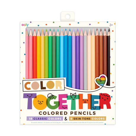 Color Together Buntstifte 24er Pack mit 18 klassischen Farben und 6 Hauttönen für kreative Malprojekte zu Hause und in der Schule