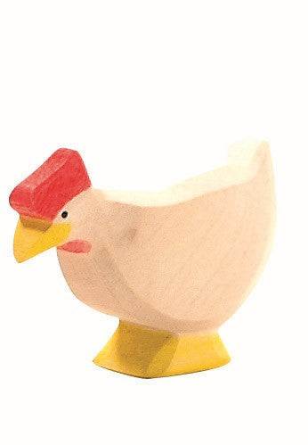 Huhn weiß stehend Holzfigur aus nachhaltiger Handarbeit 4 cm Höhe