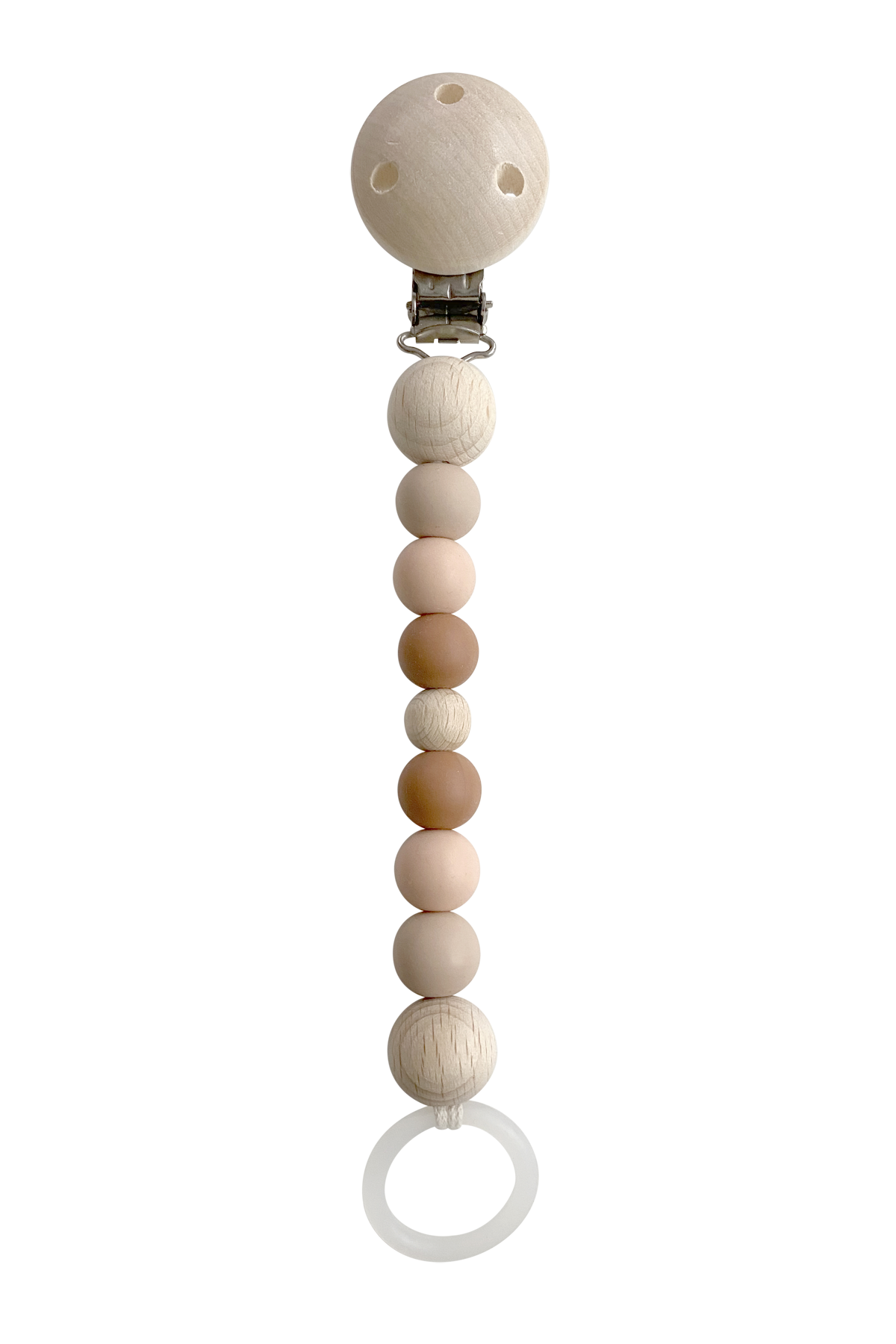 Schnullerkette Earth/Apricot aus PEFC-Holz und buntem Silikon sicher für Babys