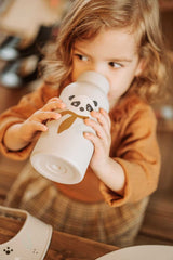 Trinkflasche Panda Silber Grau