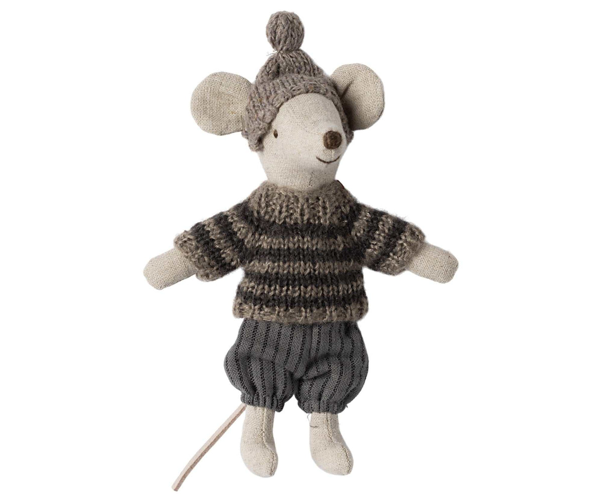 Wintermaus Bruder mit Ski-Set