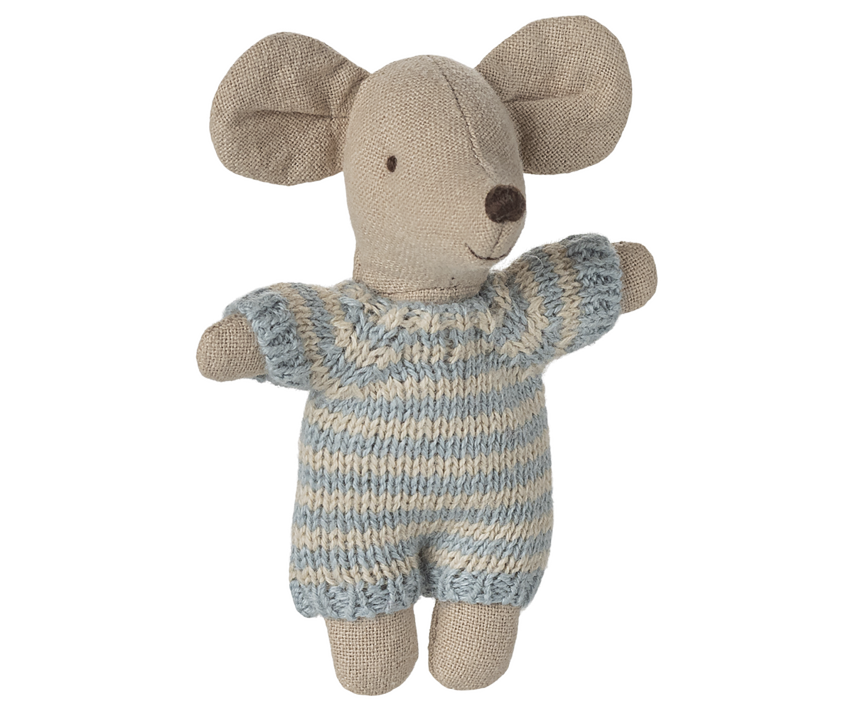 Babymaus in Tragetasche - Blau