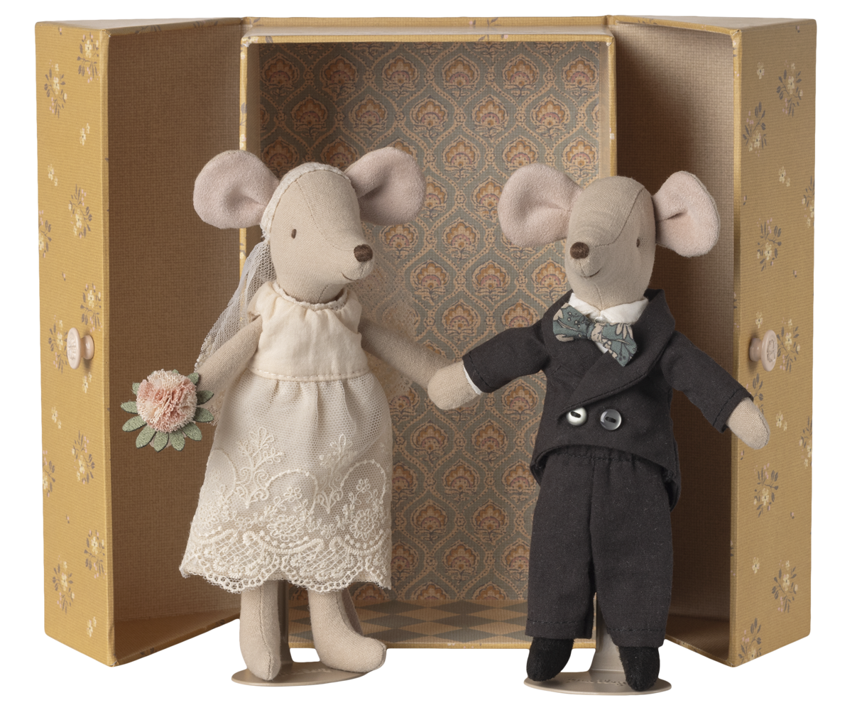 Hochzeitsmäuse Paar in Box, Mama und Papa