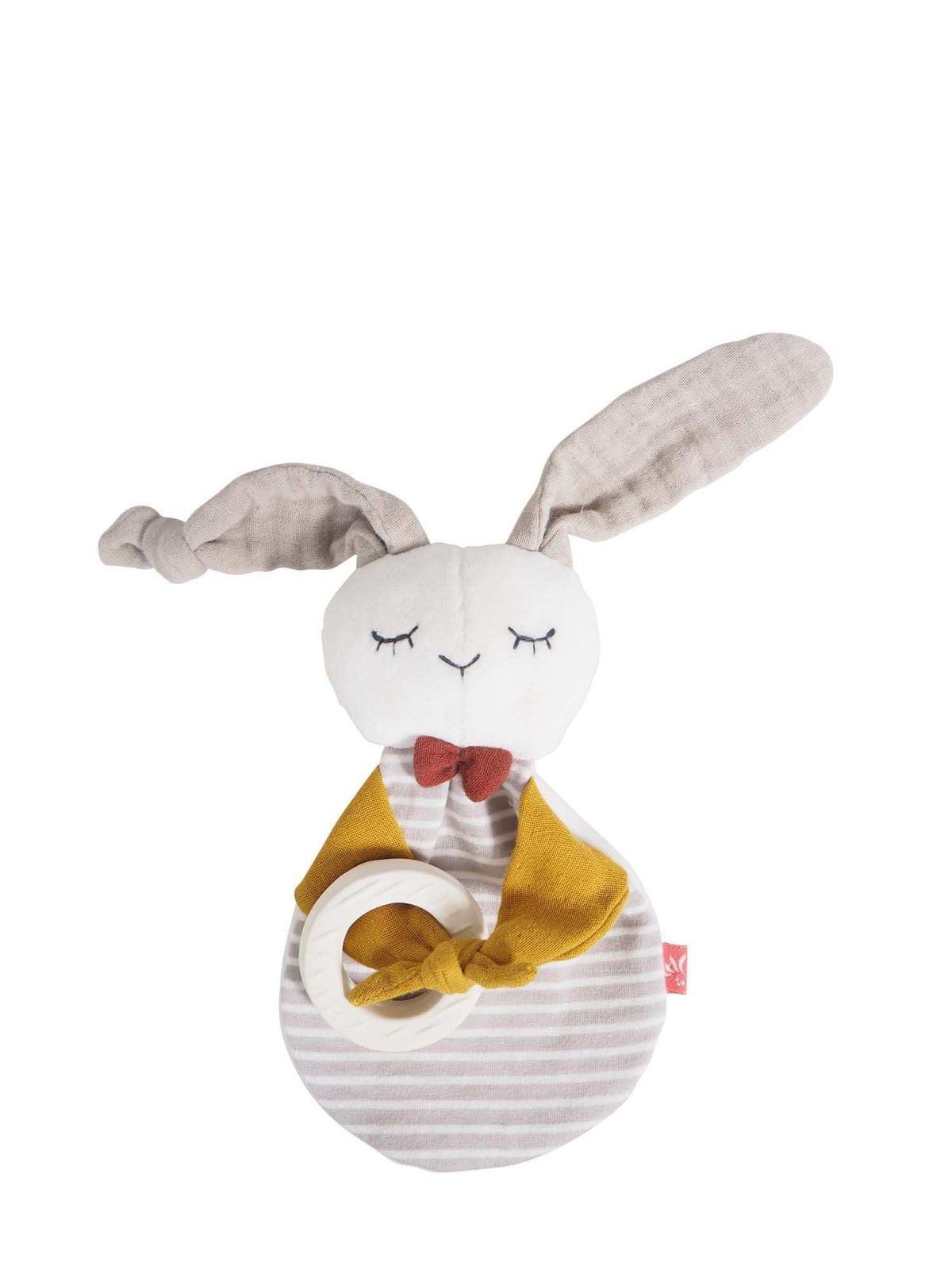 Beißring Hase für Babys zum Zahnen und Kuscheln, weich und sicher, ab 3 Monate