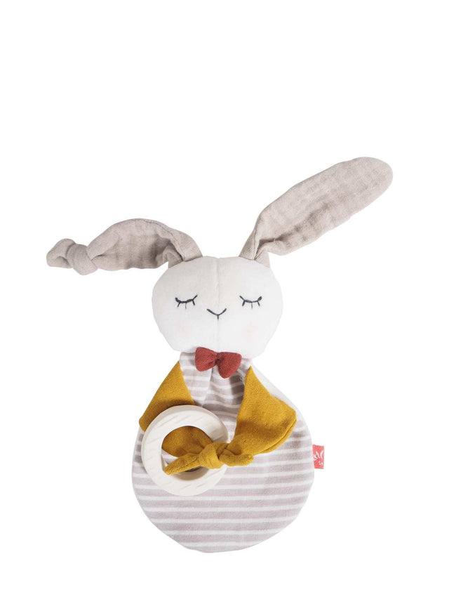 Beißring Hase für Babys zum Zahnen und Kuscheln, weich und sicher, ab 3 Monate