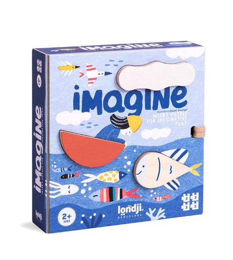 Puzzle Imagine von Londji mit großen Puzzlestücken und Holzfiguren für Kinder ab 2 Jahren