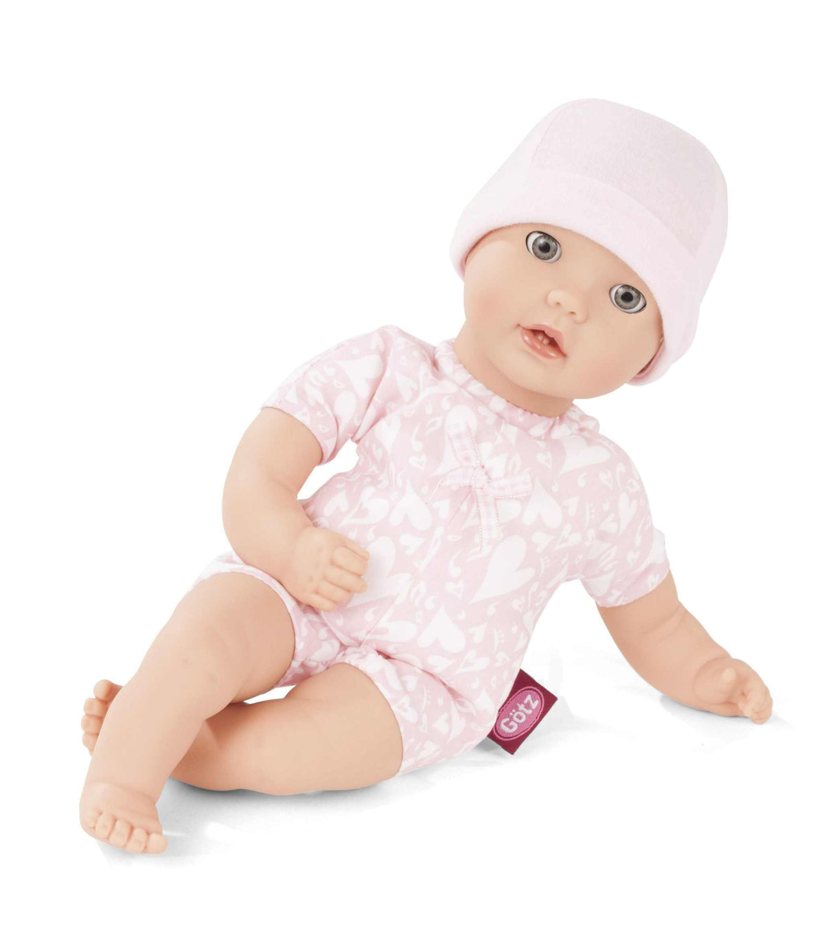 Cosy Aquini Babypuppe mit weichem Körper und blauen Schlafaugen, trägt nur eine Mütze, anziehbar nach Wunsch, 33 cm groß