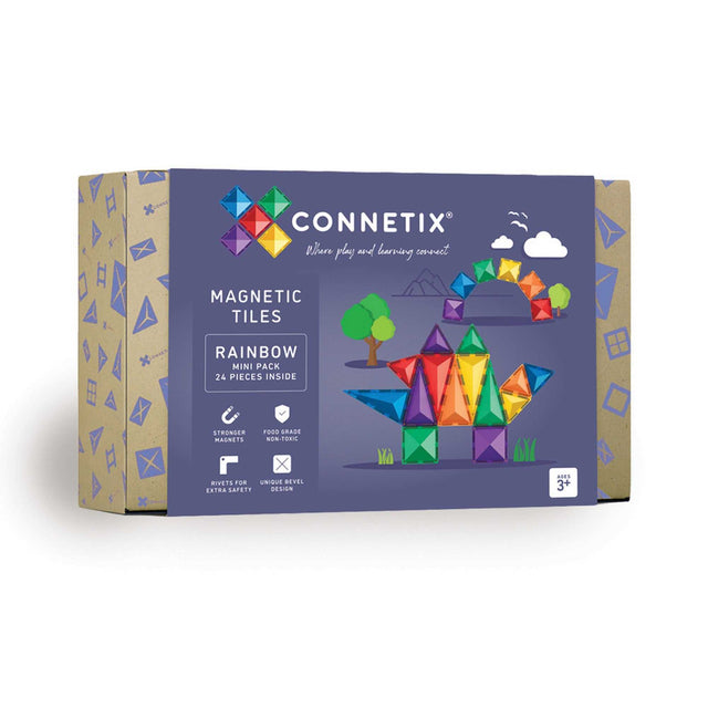 Magnetbausteine Regenbogen Mini Pack mit 24 bunten magnetischen Bausteinen aus ABS-Kunststoff für kreatives STEAM-Spiel