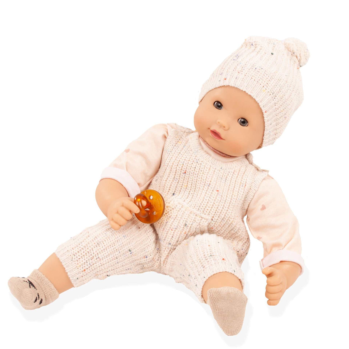 Maxy Muffin Babypuppe mit Strickkleidung und blauen Schlafaugen für Kinder ab 3 Jahren