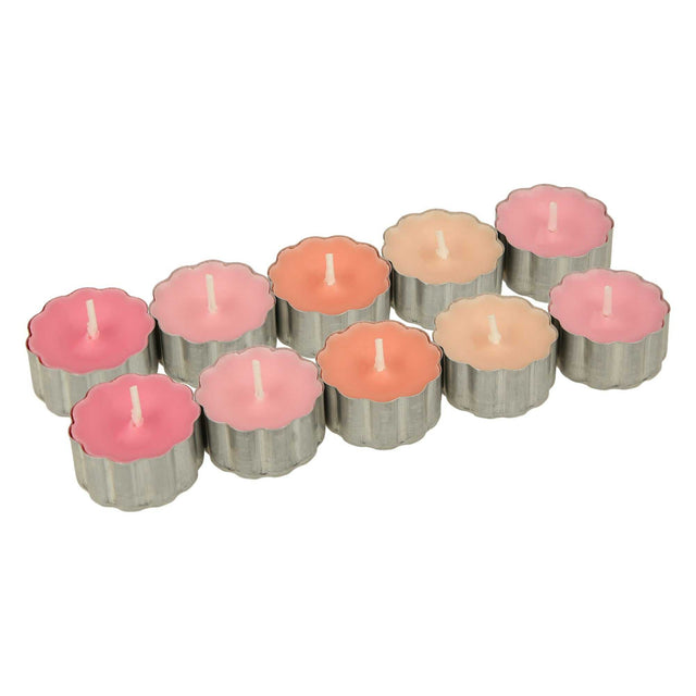 Teelichter pink mit wellenförmigem Design in Rosatönen, 10er Pack, 4,5 Stunden Brenndauer, ohne Duftstoffe