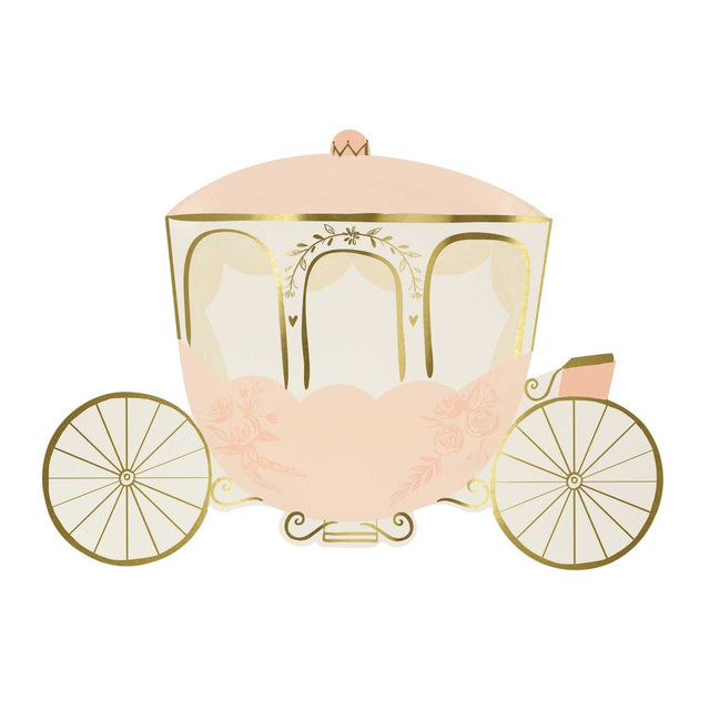 Pappteller Prinzessin mit Kutschendesign und goldenen Details von Meri Meri, 8 Stück pro Packung
