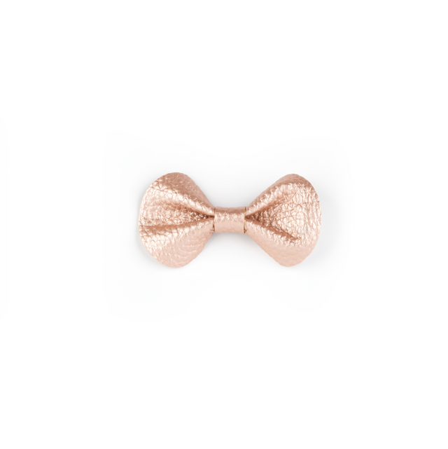 Haarspange Mini Schleife rosa-gold für kinderfreundlichen, sicheren Halt bei kleinen Modefans