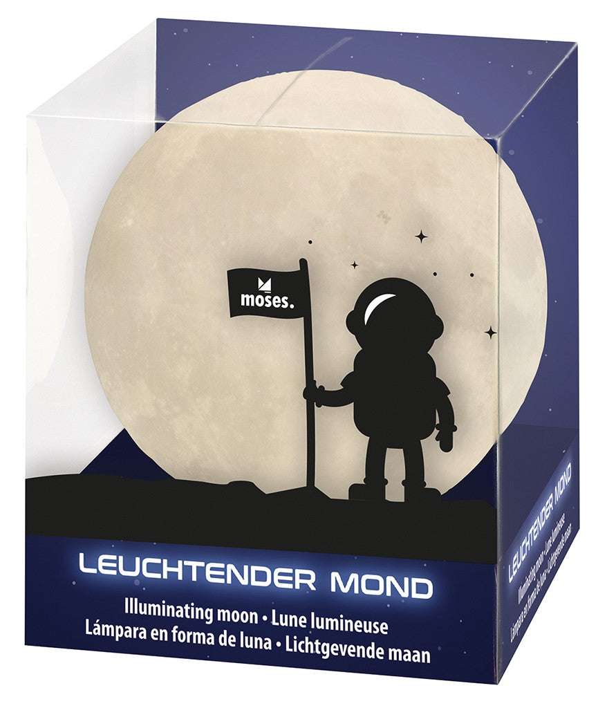 Leuchtender Mond als warmes Nachtlicht mit Timer und Ø 10 cm, ideal als Geschenk und für Kindergeburtstag