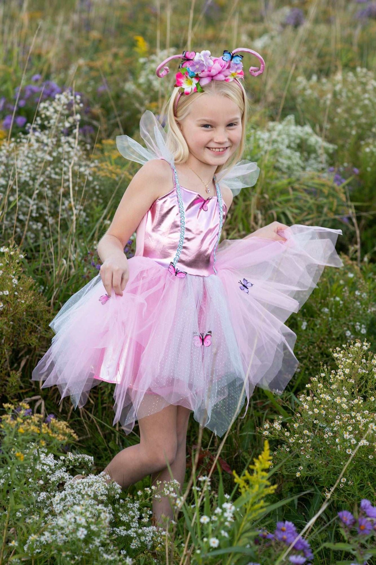 Schmetterlings-Kleid & Haarreif 5-6 Jahre
