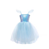 Blaues Paillettenkleid Prinzessin 5-6 Jahre