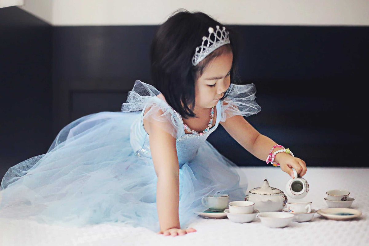 Blaues Paillettenkleid Prinzessin 5-6 Jahre