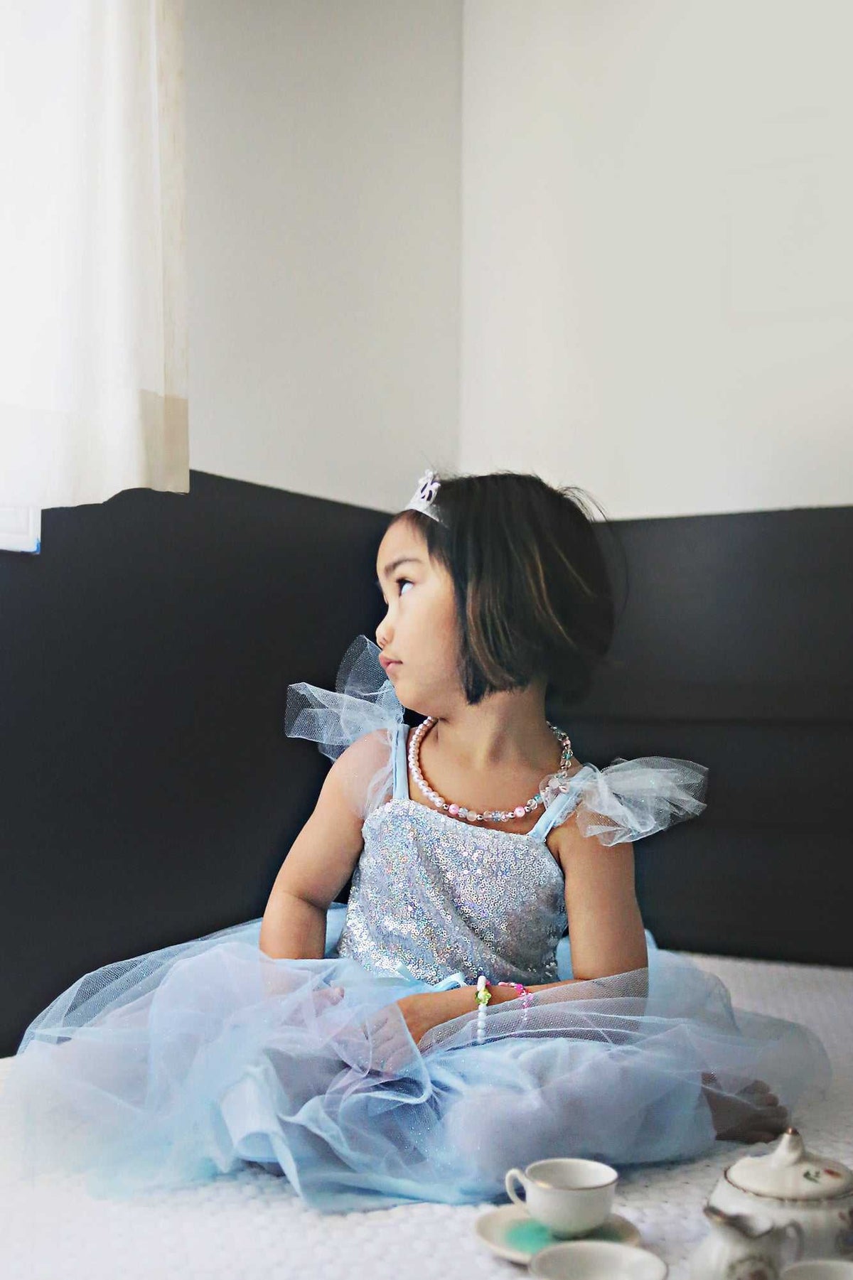 Blaues Paillettenkleid Prinzessin 5-6 Jahre