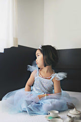 Blaues Paillettenkleid Prinzessin 5-6 Jahre