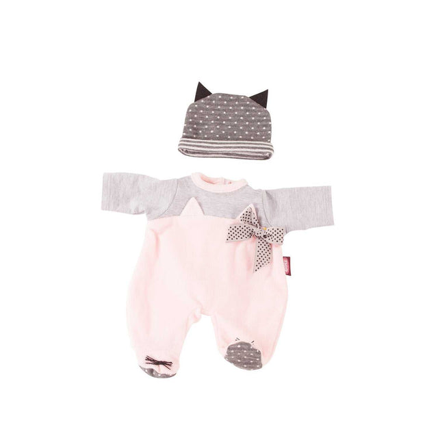 Babypuppen Outfit Cosy Cat S mit kuscheliger Mütze und Katzenohren für Puppen 30-33 cm