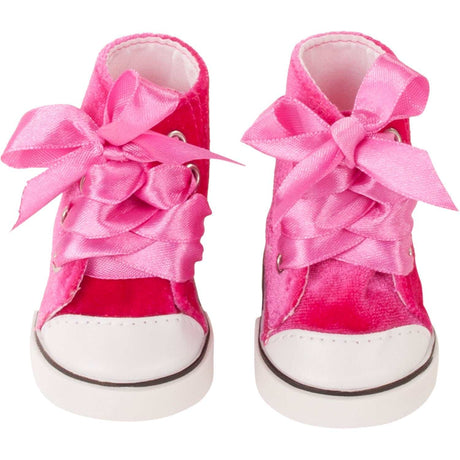 Modische pinke Puppen Sneaker aus samtigem Material für 42-50 cm Puppen