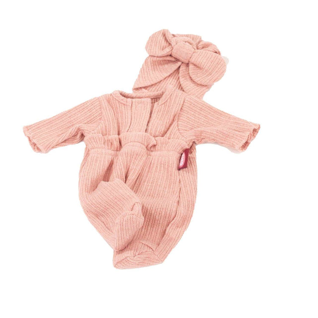 Kombi Sweet Baby 30cm Puppenanzug mit Muster, Rüsche und Mütze für Kuschelkomfort