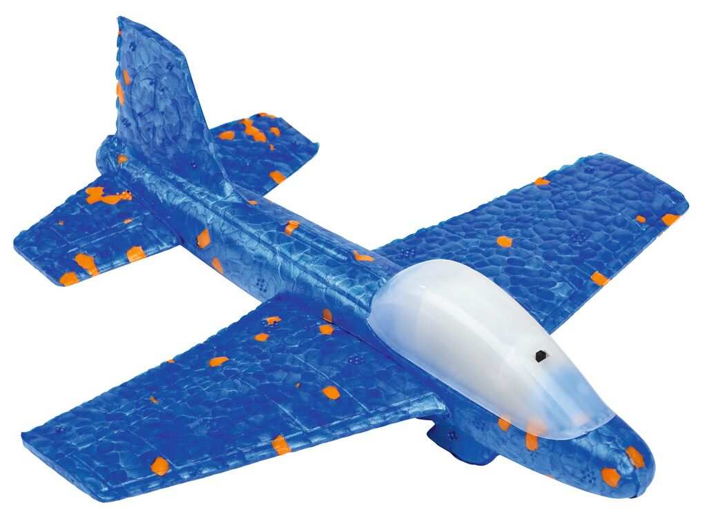 Kleiner Leuchtflieger mit bunten LEDs aus robustem Material als Geschenkidee