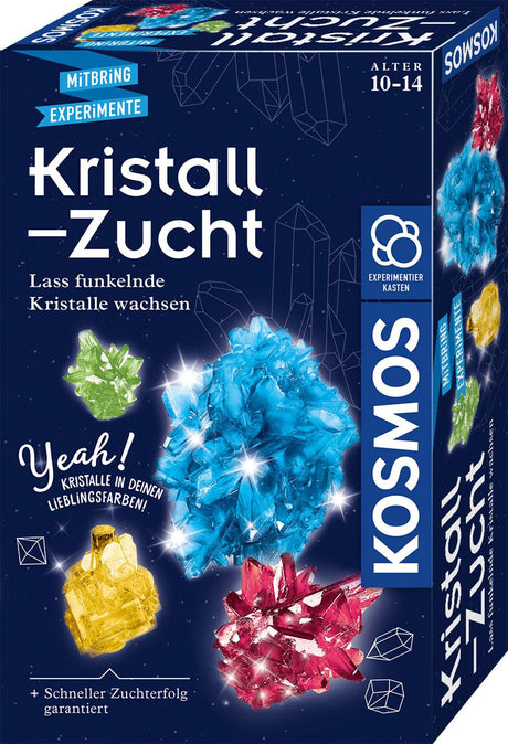 Kristall-Zucht Experimentierset für Kinder mit Farbtabletten, Pipette und Kristallsalz zur Herstellung bunter Kristalle
