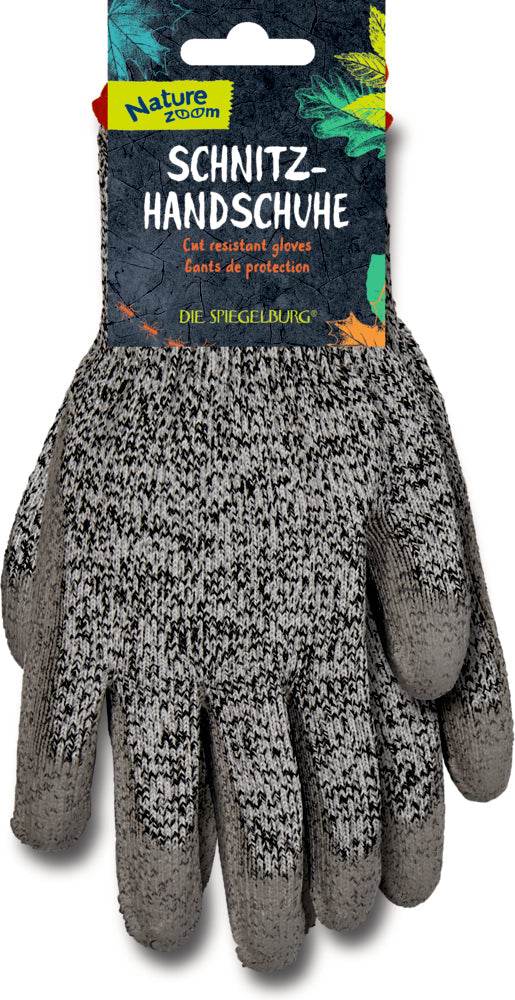Zwei robuste Schnitzhandschuhe Nature Zoom aus schnittfestem Material mit Kunststoffbeschichtung für sicheren Halt beim Schnitzen