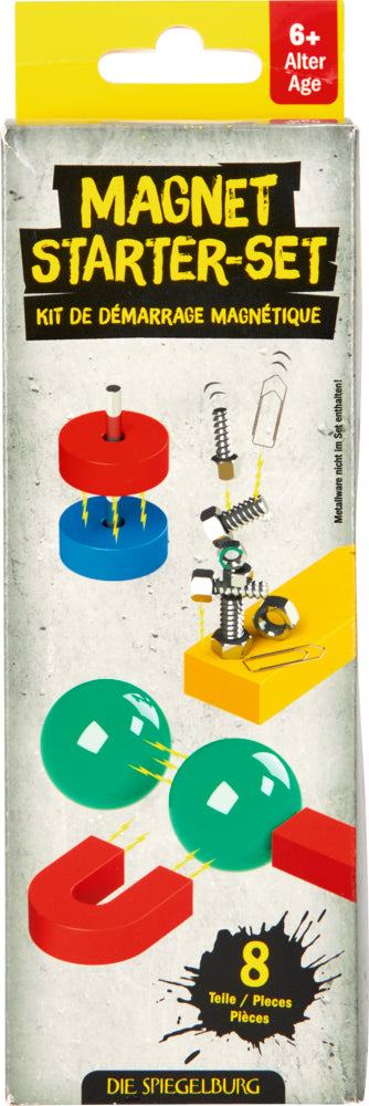 Magnet-Starter-Set with 8 colorful magnets for kids to explore magnetism and physics, ideal gift for young scientists.