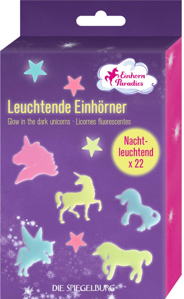 Leuchtende Einhörner als nachtleuchtende Wanddekoration im Kinderzimmer